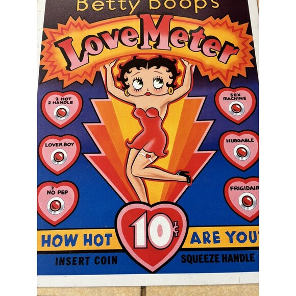 1991 Betty Boop Love Meter Metal Sign ~ How Hot Are You? 16"x12.5" (Mint!) - Picture 5 of 6